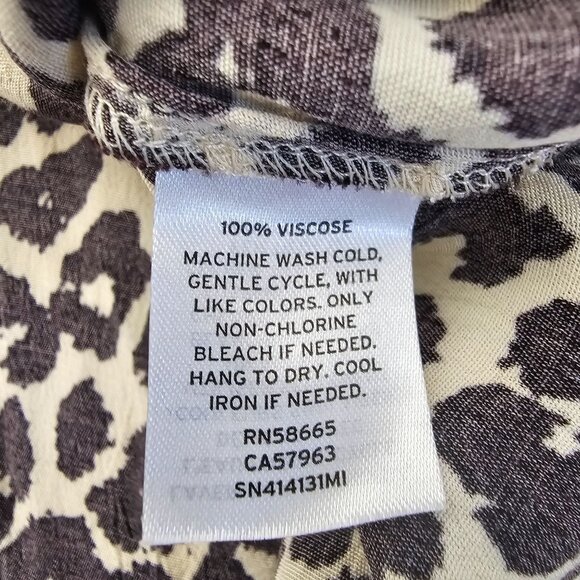 Something Navy S Leopard Print Mini Dress Short Puff Sleeve Button Animal Swing - Picture 7 of 7